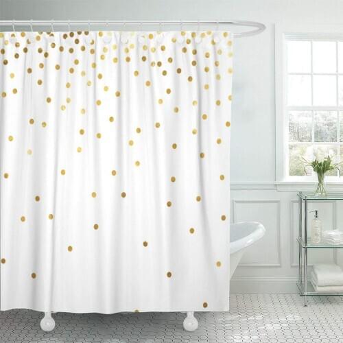 Yellow Gold Polka Dot Confetti Golden Abstract Birthday Bright Shower Curtain Waterproof Polyester Fabric 72 x 72 Inches