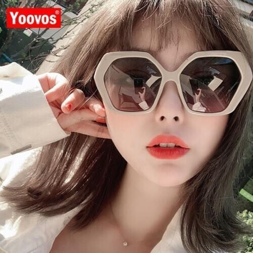 Yoovos Oversized Sunglasses Women 2021 Retro Polygon Mirror Metal Sun Glasses Vintage Brand Designer Lunette De Soleil Femme