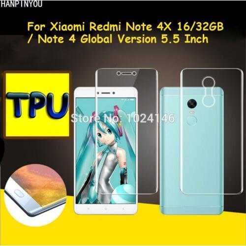 Front / Back Full Coverage Clear Soft TPU Film Screen Protector For Xiaomi Redmi Note 4X / 4 Global Version (Not Tempered Glass)