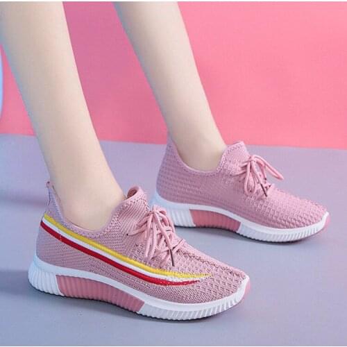 Womens shoes flying woven breathable casual sports shoes ladies four seasons running shoes 2021 summer new style