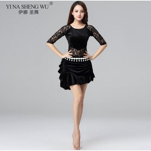 New Belly Dance Female Adult Temperament Practice Clothes Oriental Dancing Lotus Leaf Edge Short Skirt Performance Clothing Gift