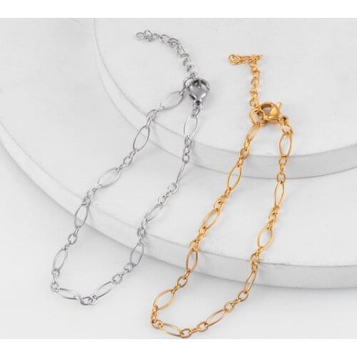 Stainless Steel Handmade Chain Golden Figaro Bracelet High Quality Mens and Womens Jewelry
