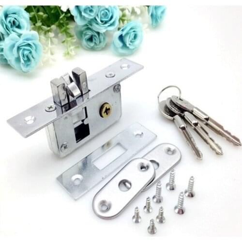 1set double - sided aluminum alloy sliding door bar lock with key push-pull glass door lock