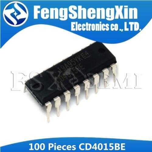 100PCS CD4015BE DIP16 CD4015 DIP 4015BE DIP-16 CMOS Dual 4-Stage Static Shift Register IC