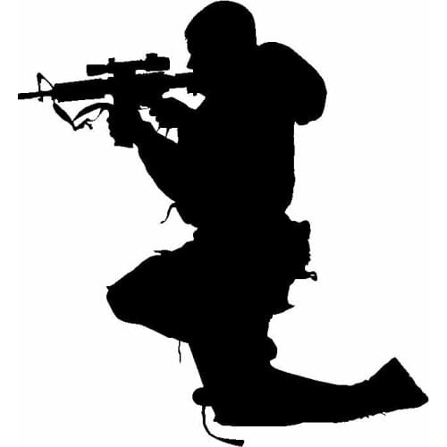12.7CM*13.9CM Sniper Warrior Decorate Vinyl Car Sticker Decal Black Silver C13-000722