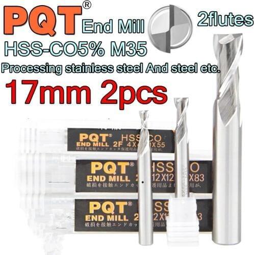 17*16*32*92mm 2pcs/set 16mm petiole 2flutes Japan PQT HSS-CO M35 End Mill Processing stainless steel And steel etc