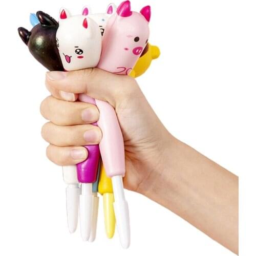 45BA 5 Pcs Lovely Cartoon Gel Pen Novelty Stationery Toy Decompression Toys Relax Mood Ease Tension for Toddlers Students Kid