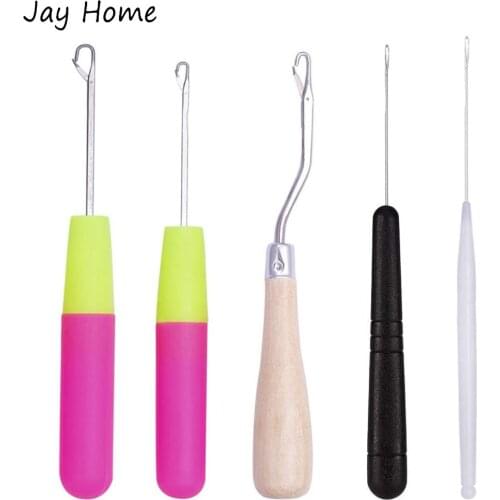5Pcs Different Size Bent Latch Hook Crochet Needle Hooks Set for DIY Sewing Crafting Knitting Carpet Making Crochet Latch Hooks