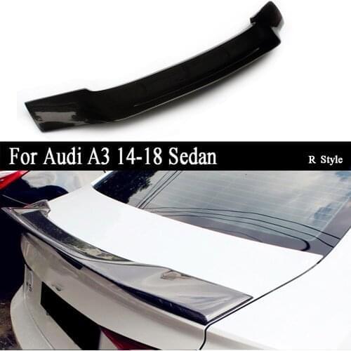 For Audi A3 2014 2015 2016 2017 2018 Sedan Carbon Fiber Rear Spoiler Trunk Lip Wing R Style