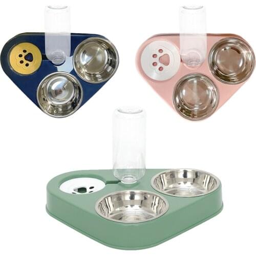Double Water and Food Bowl Pet Bowl Cat Double Bowls Automatic Water Container Food Dispenser Cat Feeder Food Bowls Drinking