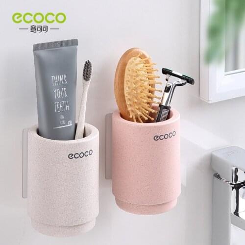 Ecoco Toothbrush Holder Wall Mounted,Toothbrush Storage,Storage Rack Mouth Cup,Toothbrush Organizer with Magnetic Toothbrush Cup