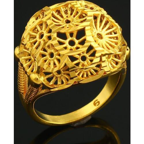 Fansheng New Fashion women Wedding Bands Dubai/Ethiopia/Africa/India gold color Jewelry Gold Round Rings For Women