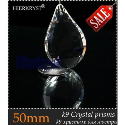 HIERKYST 10 pcs K9 Glass Crystal Prisms Pendants Chandeliers Parts Lustres Rainbow Lamp Lighting Hang Drops 50mm 2" #1974A