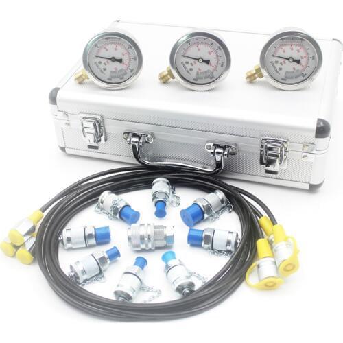 Excavator Hydraulic Pressure Gauge Test Kit, Diagnostic Tool, Hydraulic Point Tester Coupling, 2 year warranty