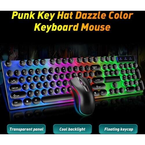 104 keys Stylish Wired LED Backlight Mechanical Keyboard Mouse Set for Computers Laptops colored LED lights for Computer