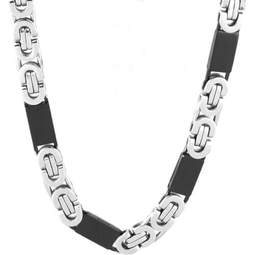 6mm Men Bracelet Byzantine Link Chain Black Silver Color Stainless Steel Necklace Bracelet Bangle Women Punk Rock Jewelry Gift