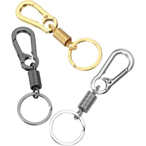 Men Fashion Metal Key Chain Stainless Steel Car-styling Spring Gourd Buckle Belt Clip Loop Key Ring Car Keychain