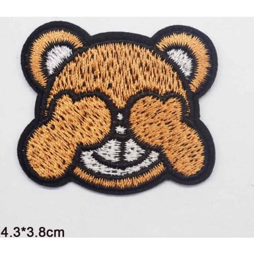 Animal Shy Dog Bear Iron On Embroidered Clothes Patches For Clothing Stickers Garment Wholesale