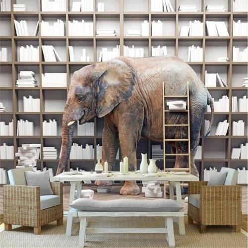 Wallpapers YOUMAN Custom Photo Wallpaper 3d Creative Bookshelf Elephant Wall Paper Free Desktop Backgrounds Animated Wall Mural