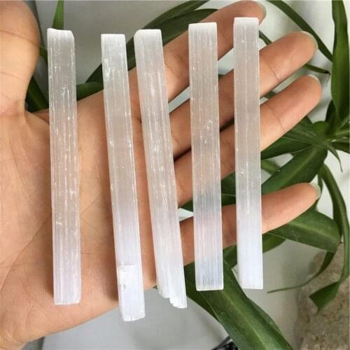 Natural White Selenite Crystal Stick Chips Gypsum Quartz Rough Minerals Reiki Specimen Point Healing Stone Home Decor DIY