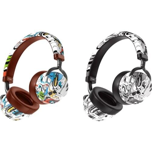Headphones Graffiti Sports Noise Radio Headset 3.5mm/Bluetooth 5.0 TF Card Headset Wireless Stereo