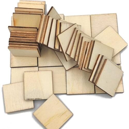20pcs 30mm Unfinished Wooden Square Cutouts for Wall Decor, Coasters, Painting, Home Decoration DIY Projects