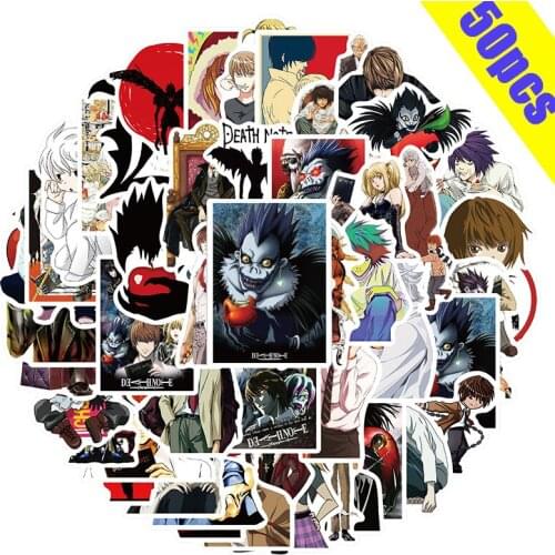 New 50pcs Death Note Stickers Graffiti for Laptop Bike Stationery Waterproof Anime Figure Stickers Decals Children Toys Gift