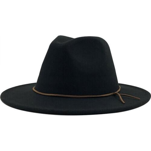 New Men Women Wide Brim Wool Felt Jazz Fedora Hats British style Trilby Party Formal Panama Cap Black Yellow Dress Hat 58-60CM