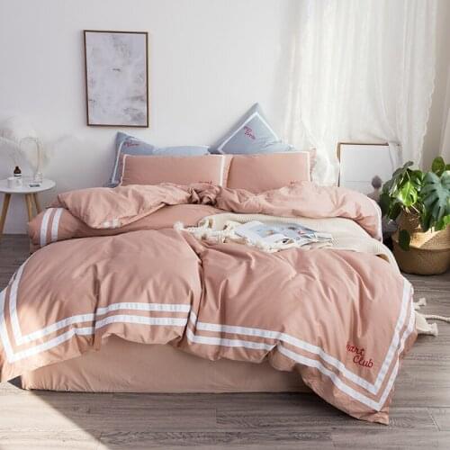 New Long-Staple Cotton Heart Club Bedding Set Double Queen King Size Flat Sheet Pillow Cases Nature Duvet Cover Quilt Cover