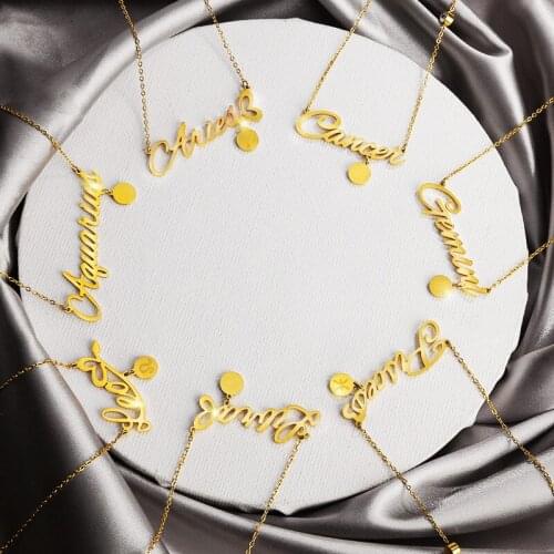 LIGHTEN FASHION Titanium Made Real Gold Plated Choker Necklace Celestial Jewelry Best Friend Gift Constellation Pendant Necklace