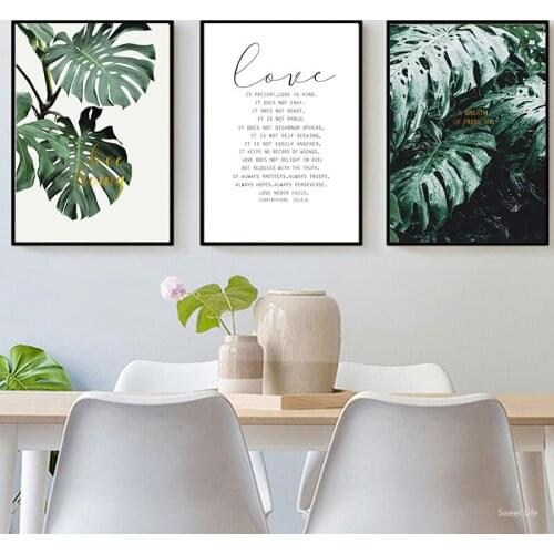 Prints Plant Leaf Art Posters Prints Love Green Wall Art Canvas Painting Art Wall Pictures For Modern Living Room Home Decor