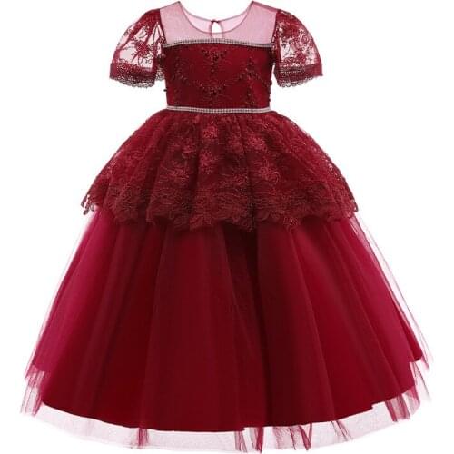 Pink Children Birthday Party Prom Tutu Princess Wedding Bridesmaid Evening Infant Long Summer Dress Vestidos Baby Girls Clothes