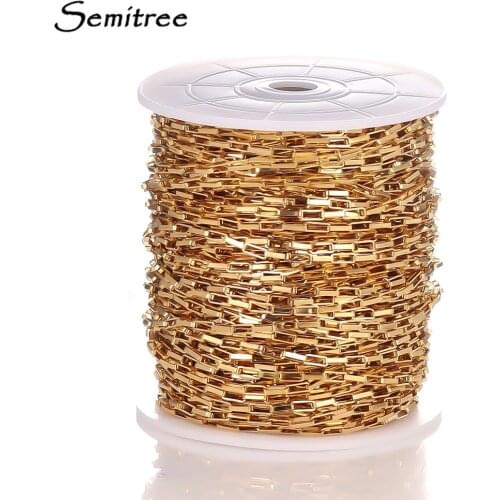 Semitree 1 Meter Stainless Steel Box Chain Necklace Gold DIY Jewelry Making Findings Handmade Bracelets Supplies Accessories