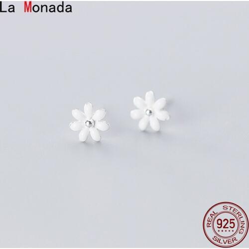 La Monada Flower Women Earings Studs 925 Sterling Silver Minimalist Fine In Jewelry Stud Earrings For Women Silver 925 Korean