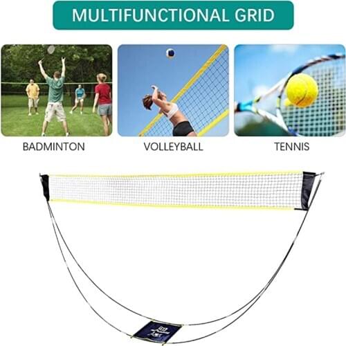 Indoor Outdoor Badminton Tennis Volleyball Net Frame Beach Lawn Portable Training Square Mesh Net Shuttlecock Network Badminton
