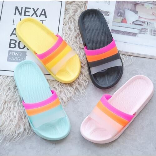 Rainbow Slippers Joker Home Soft Flat-bottomed Women Slippers Bath Non-slip Slippers Men Shoes Home Slipers for Women
