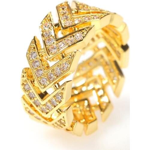 The Bling King Copper Arrow Mark Gold Ring 9mm Width Hiphop Jewelry For Male Street Style Wholesale 2020 New High Quality