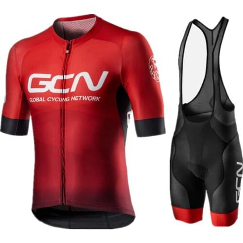 GCN New Cycling Jersey Triathlon Clothing Men Breathable Short Sleeve Bike Equipment MTB Bicycle Bib Set Maillot Ciclismo Hombre