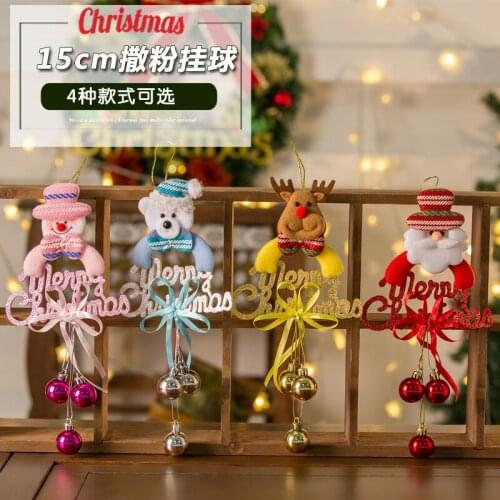 Christmas tree ornaments plush dolls English letters old man snowman deer Christmas decoration ornaments bell string