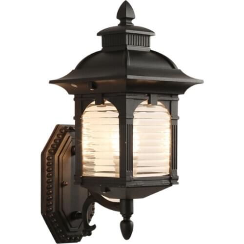 Outdoor wall light europe villa retro sconce lamp waterproof exterior garden doorway light vintage porch lamp Black E27