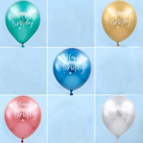 10Pcs 12Inch Metallic Latex Balloons Happy Birthday Printed Pattern Balloon Helium Metal Globos Birthday Party Decorations