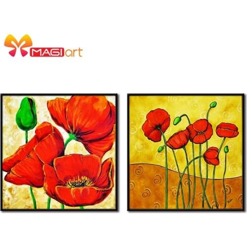Cross stitch kits Embroidery needlework sets 11CT water soluble canvas patterns 14CT Flower painting poppy flowers-NCMF055