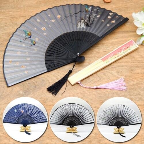 Japanese Flower Folding Fan Home Decor Silk Fan Wedding Party Ornament Dance Hand Fan Art Craft Women Gift ручной вентилятор