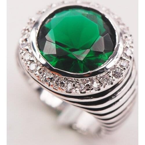 Simulated Emerald White Crystal Zircon 925 Sterling Silver Woman Ring Size 6 7 8 9 10 F638 Fashion