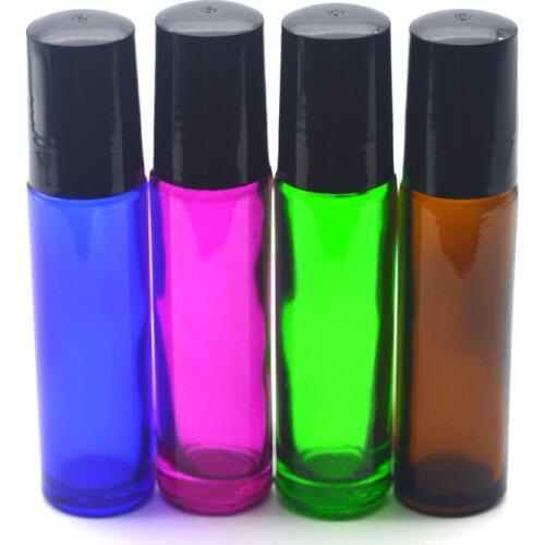 1pcs Empty 10ml Glass Roll On Bottle Fragrance Perfume Essential Oil Vail 10cc Roll-On Black Plastic Cap