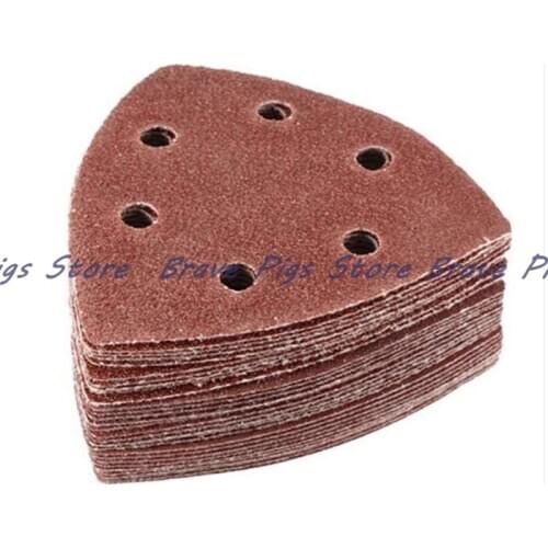 10pcs/lot Multi-Function Delta Sand Paper Pads 93mm Triangle Hook Loop Sanding Sheet 80 Grit Sanding Paper