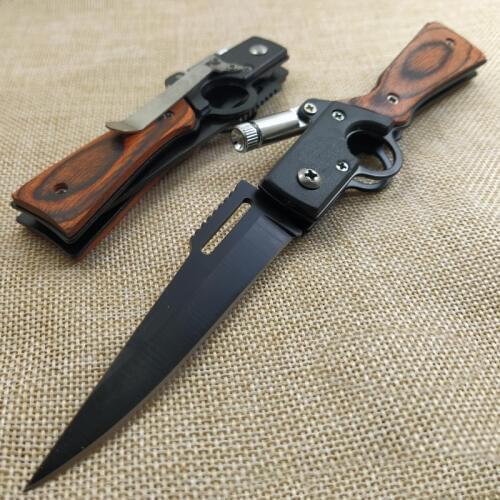 12pcs/lot,With LED Light Tactical Knifes folding knife survival multi-function knife outdoor knife camping rosewood+steel Knives