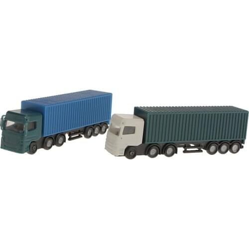 2Pcs Container Truck Transporter Truck Lorry Vehicle Car Model 1:150 N Scale