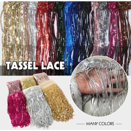 5 Yards Colorful Sequin Tassel Lace Trim Ribbon Fringe DIY Dance Performance Stage Dress Costume Garment Accessorie 20cm Width