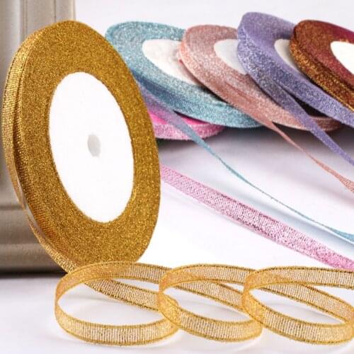6mm Solid Color Ribbon 22Meters Metal Glitter Ribbn for Wedding Party Christmas Decor DIY Craft Cake Gift Bow Packaging Ribbon